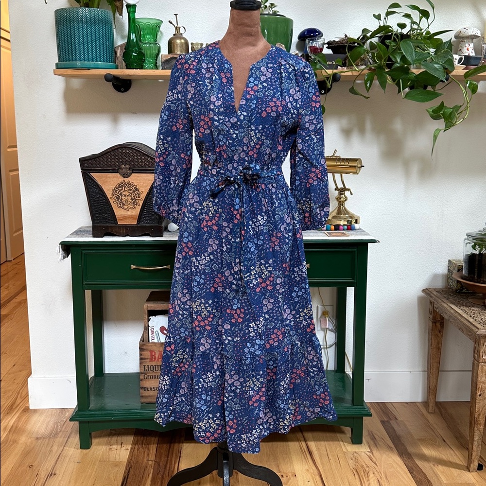 3/4 Sleeve Tiered Midi Dress